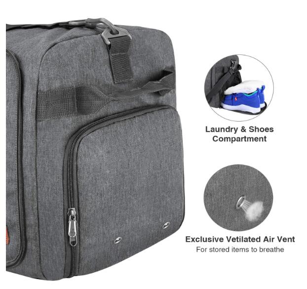 Travel Duffel Bag Foldable Weekender Bag With Shoes Compartment