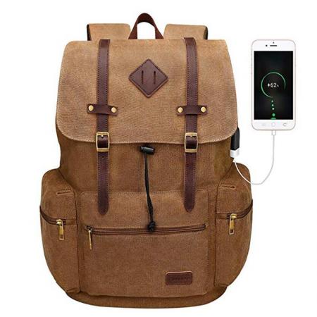Canvas Leather Rucksack Backpack