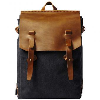 sac à dos décontracté vintage toile sacs à dos en cuir unisexe voyage sac à dos 15,6 pouces sac d'ordinateur portable