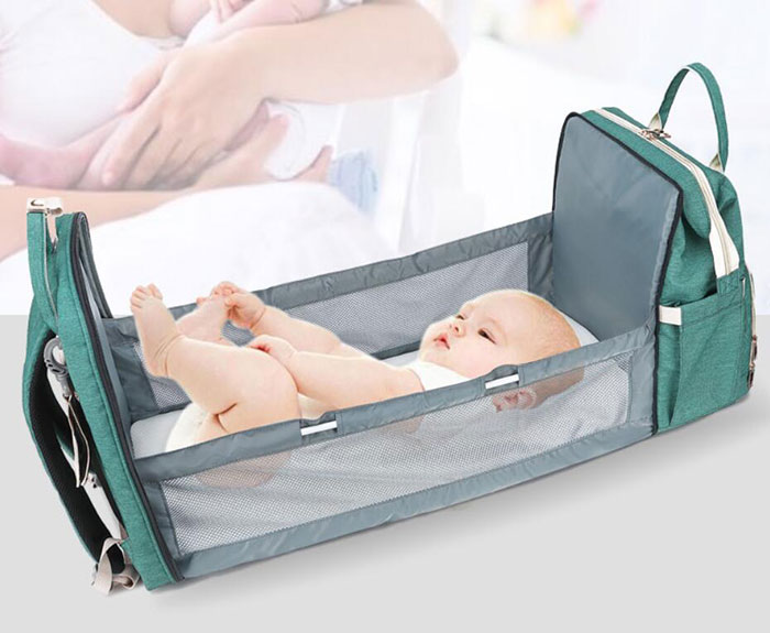 2020 design innovant 2 en 1 à couches sac à dos sac & lit bébé